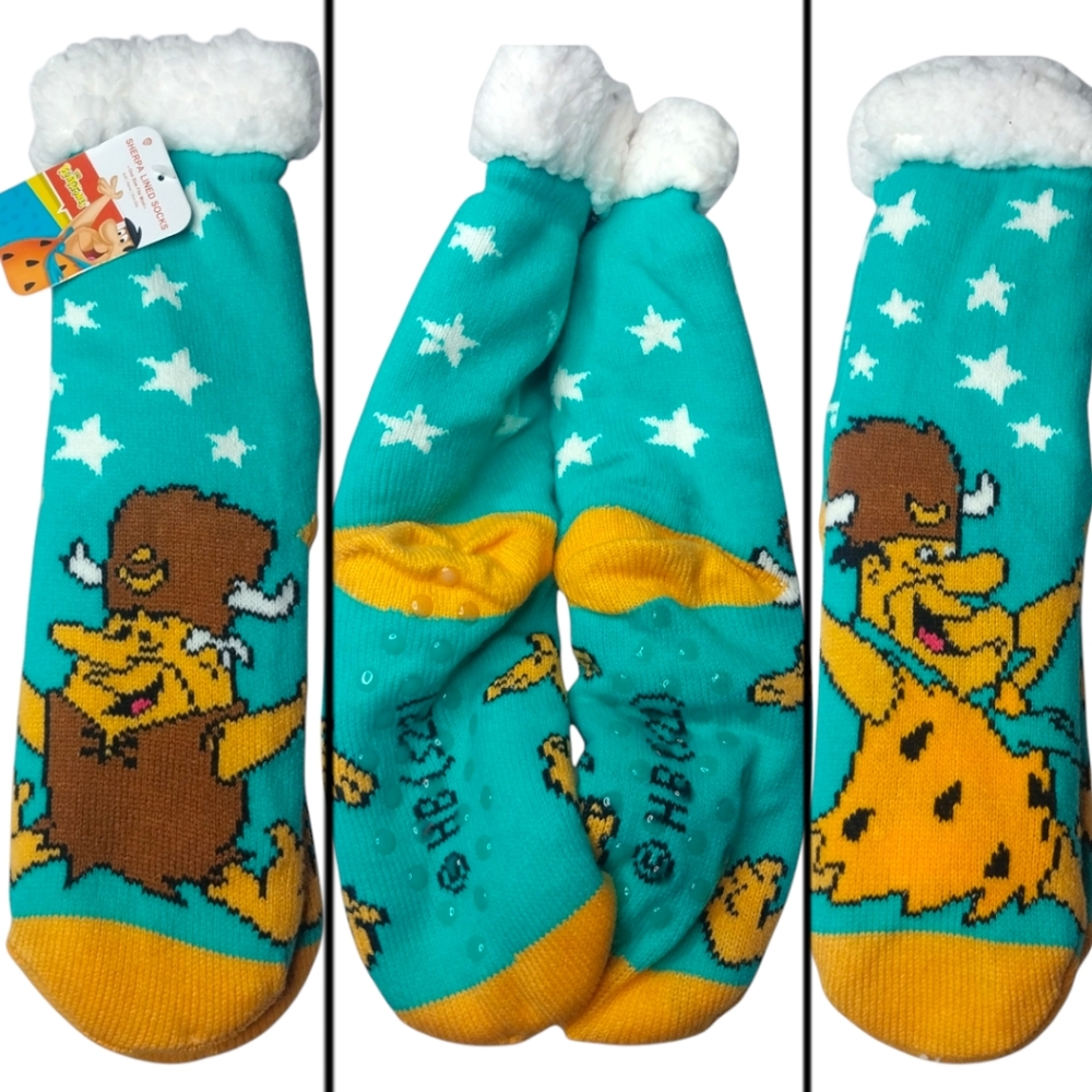 🥳 FREE with purchase- Flintstone Sherpa lined gripper bottom slipper socks